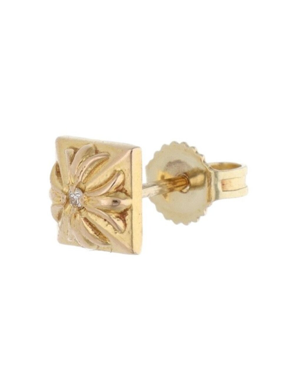Chrome Hearts 22K Stud Pyramid Plus Diamond Gold Earrings